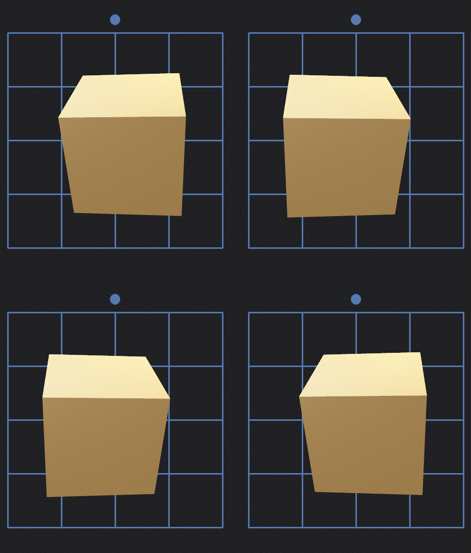 Animação estereoscópica com um cubo a rodar